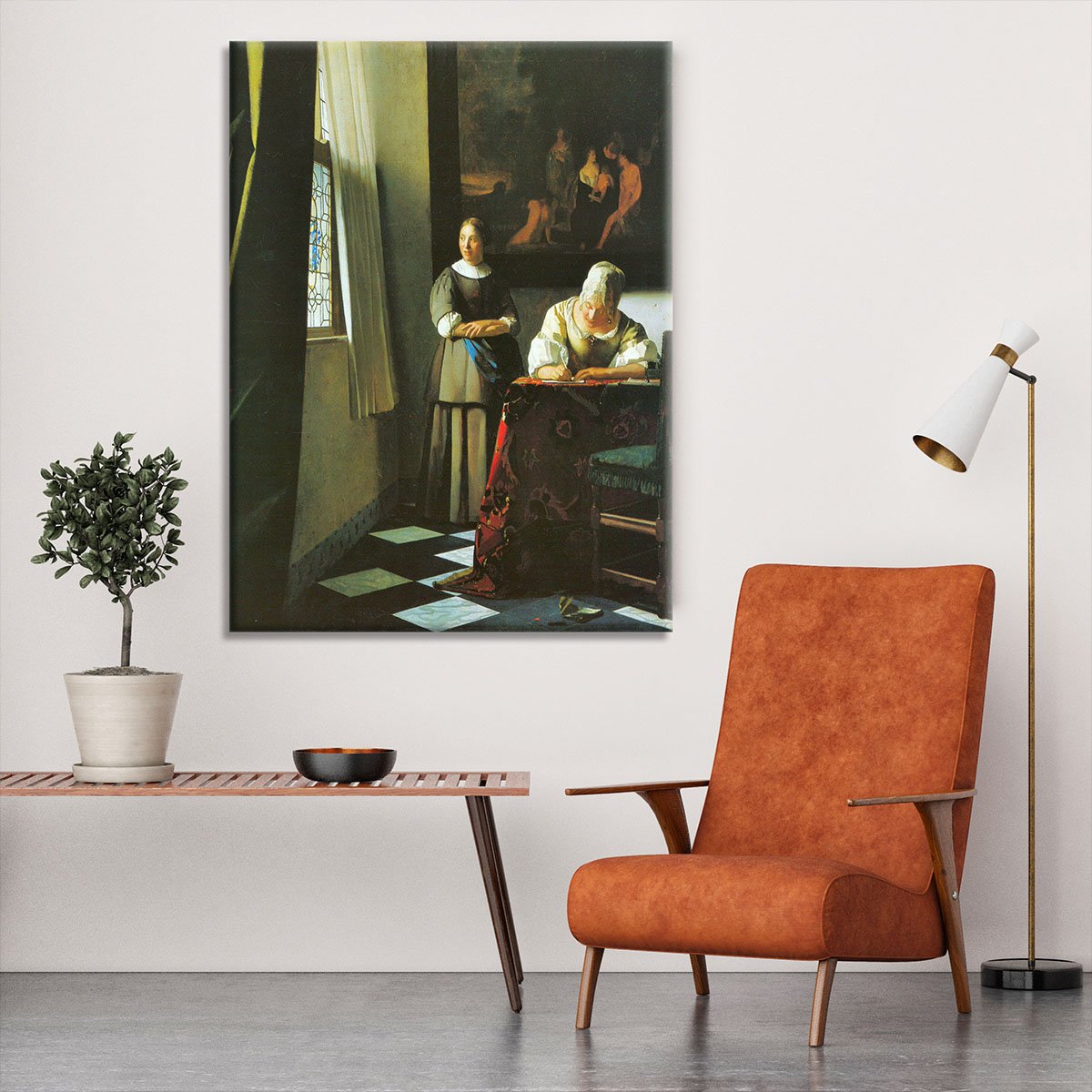 Woman with messenger by Vermeer Canvas Print or Poster
