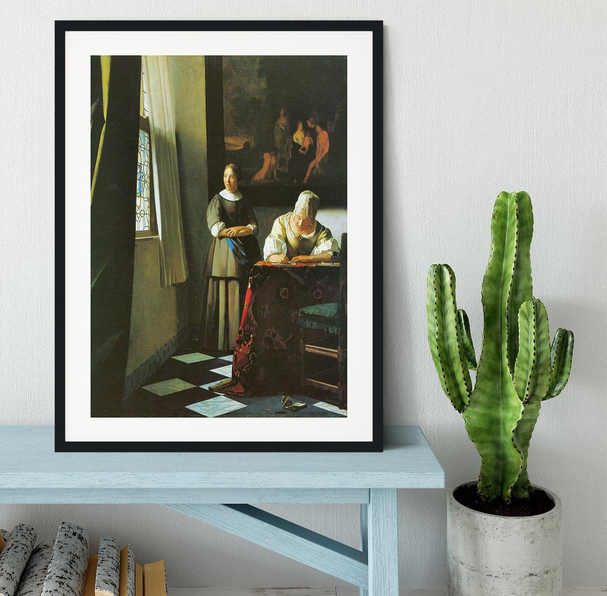 Woman with messenger by Vermeer Framed Print - Canvas Art Rocks - 1