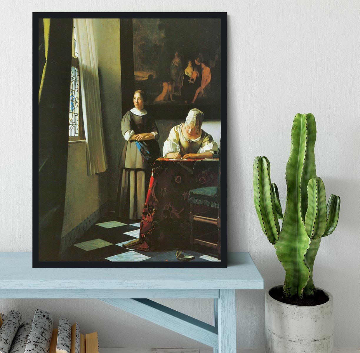 Woman with messenger by Vermeer Framed Print - Canvas Art Rocks - 2