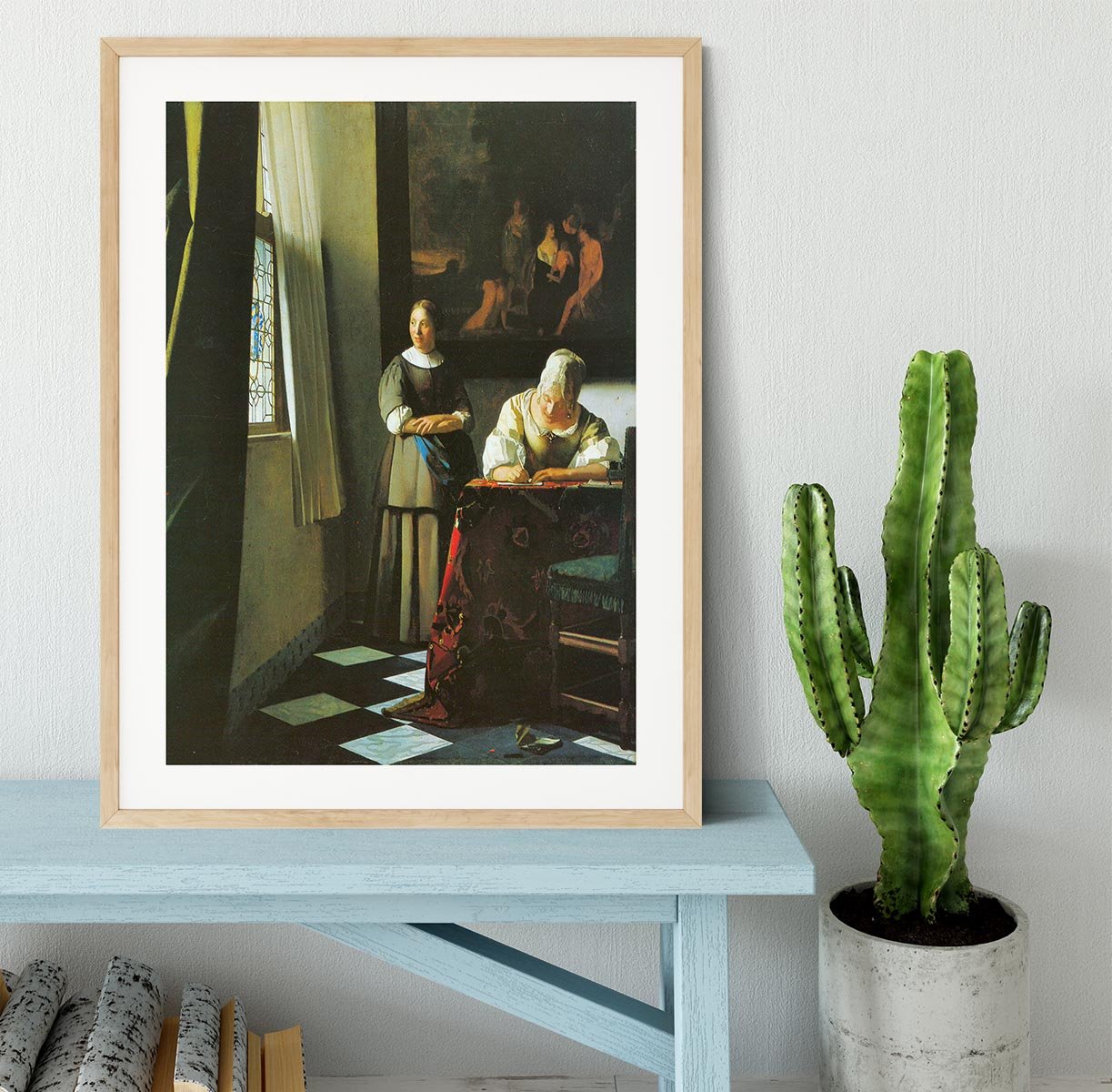 Woman with messenger by Vermeer Framed Print - Canvas Art Rocks - 3