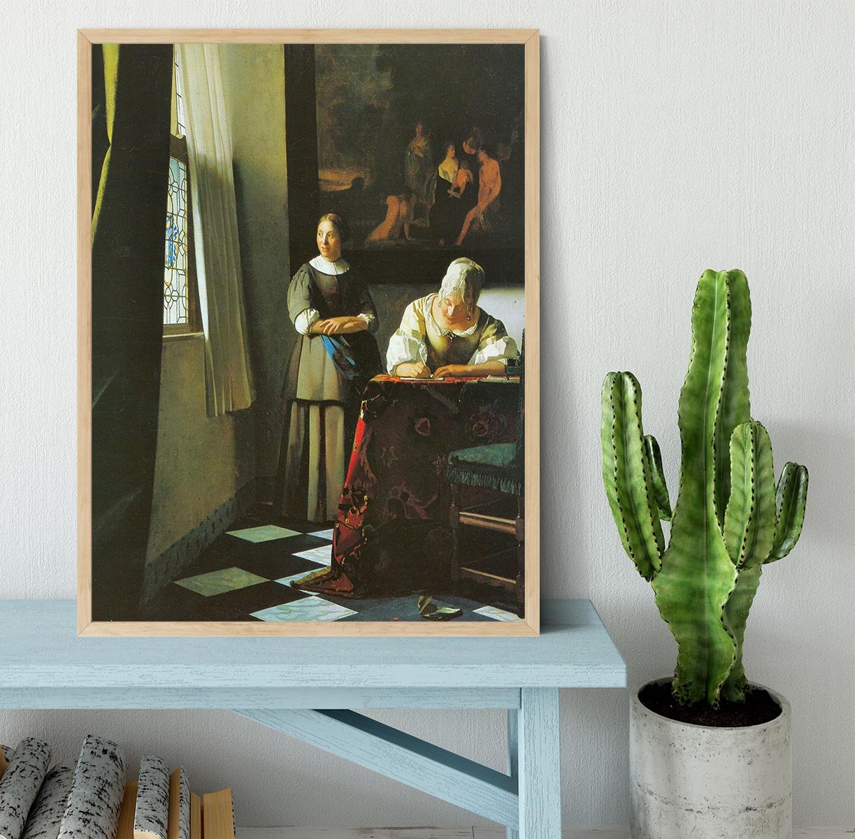 Woman with messenger by Vermeer Framed Print - Canvas Art Rocks - 4