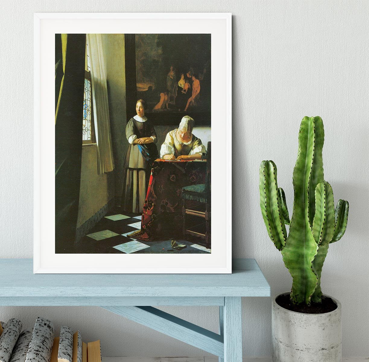 Woman with messenger by Vermeer Framed Print - Canvas Art Rocks - 5