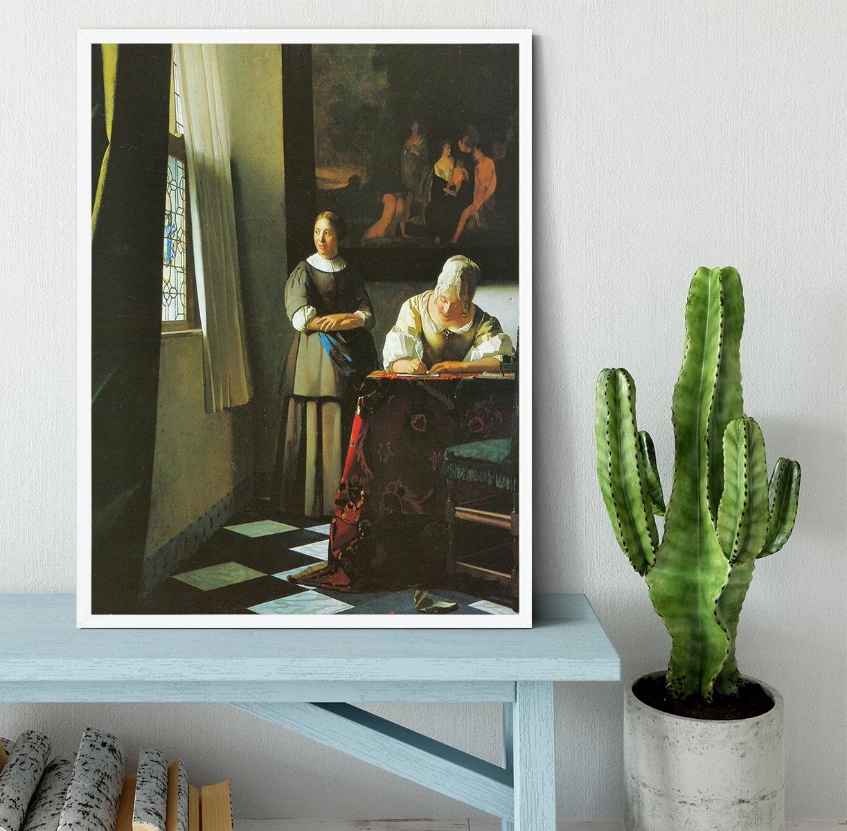 Woman with messenger by Vermeer Framed Print - Canvas Art Rocks -6
