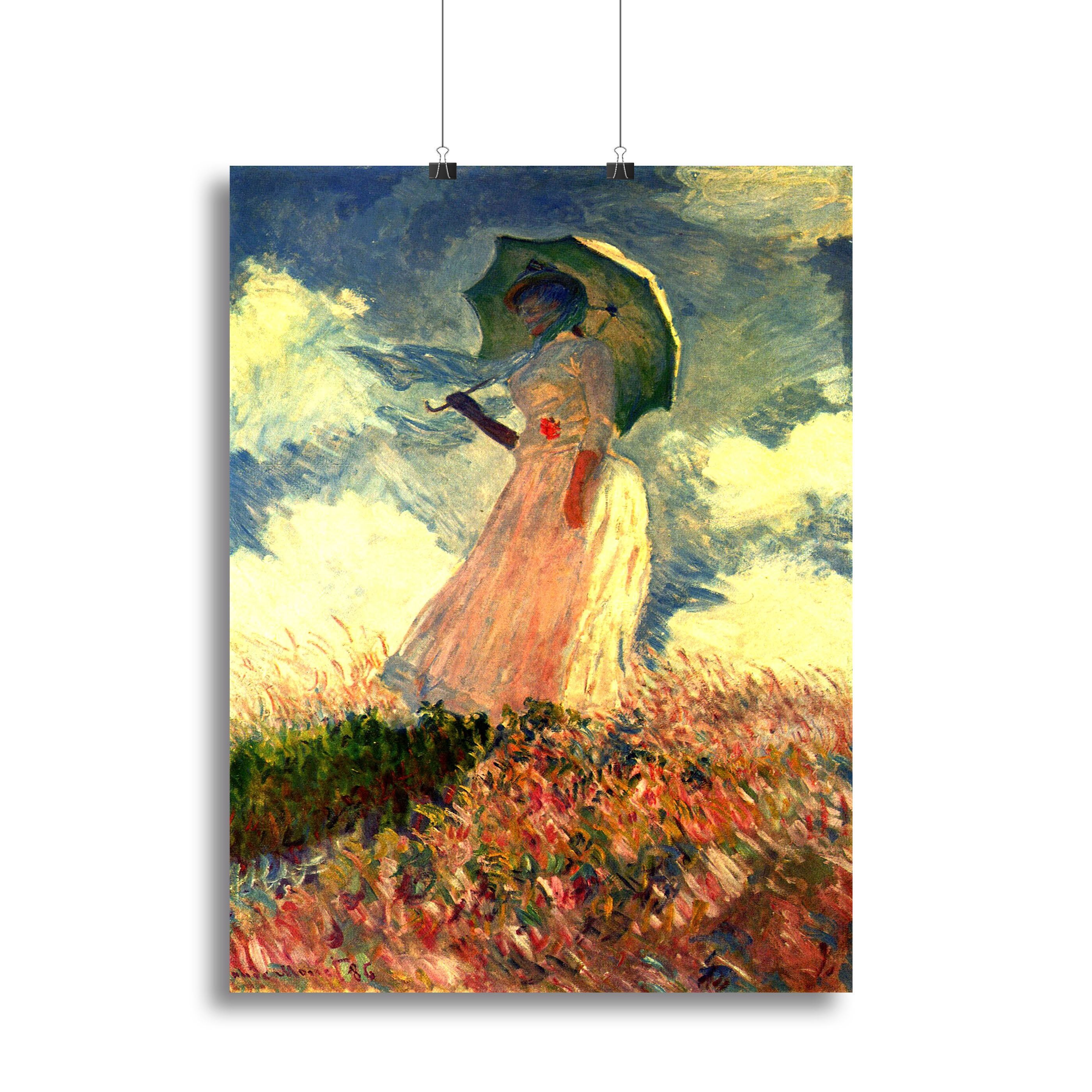 Woman with sunshade by Monet Canvas Print or Poster