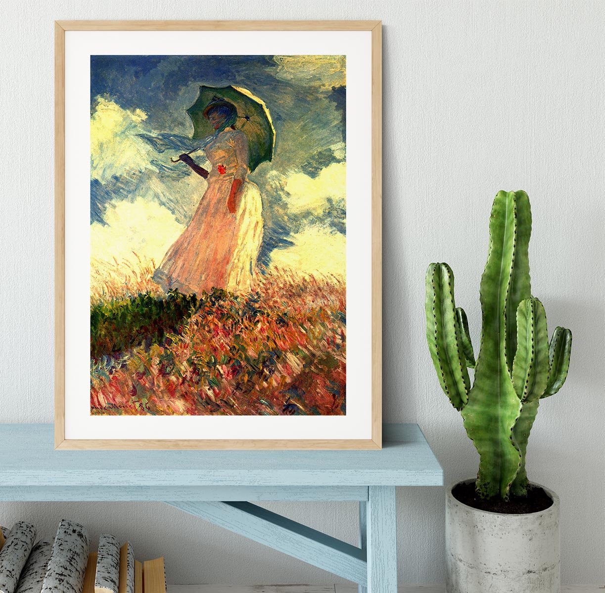 Woman with sunshade by Monet Framed Print - Canvas Art Rocks - 3
