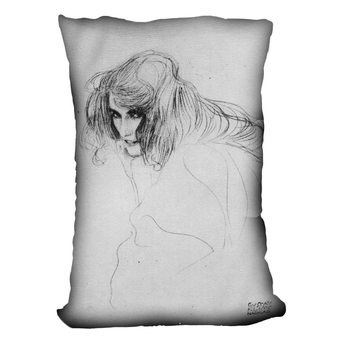 Womans head in three quarters profile by Klimt Throw Pillow