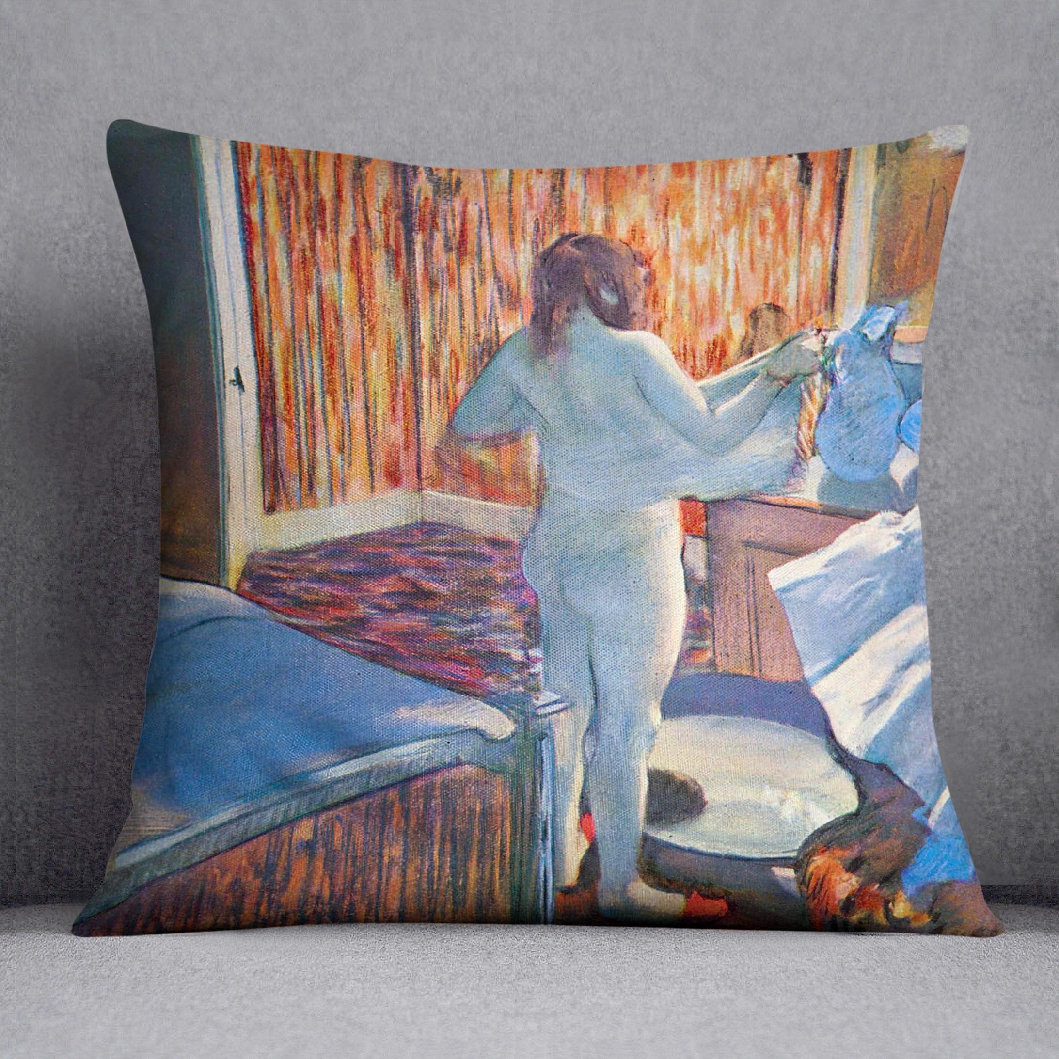 Women at the toilet 3 by Degas Cushion