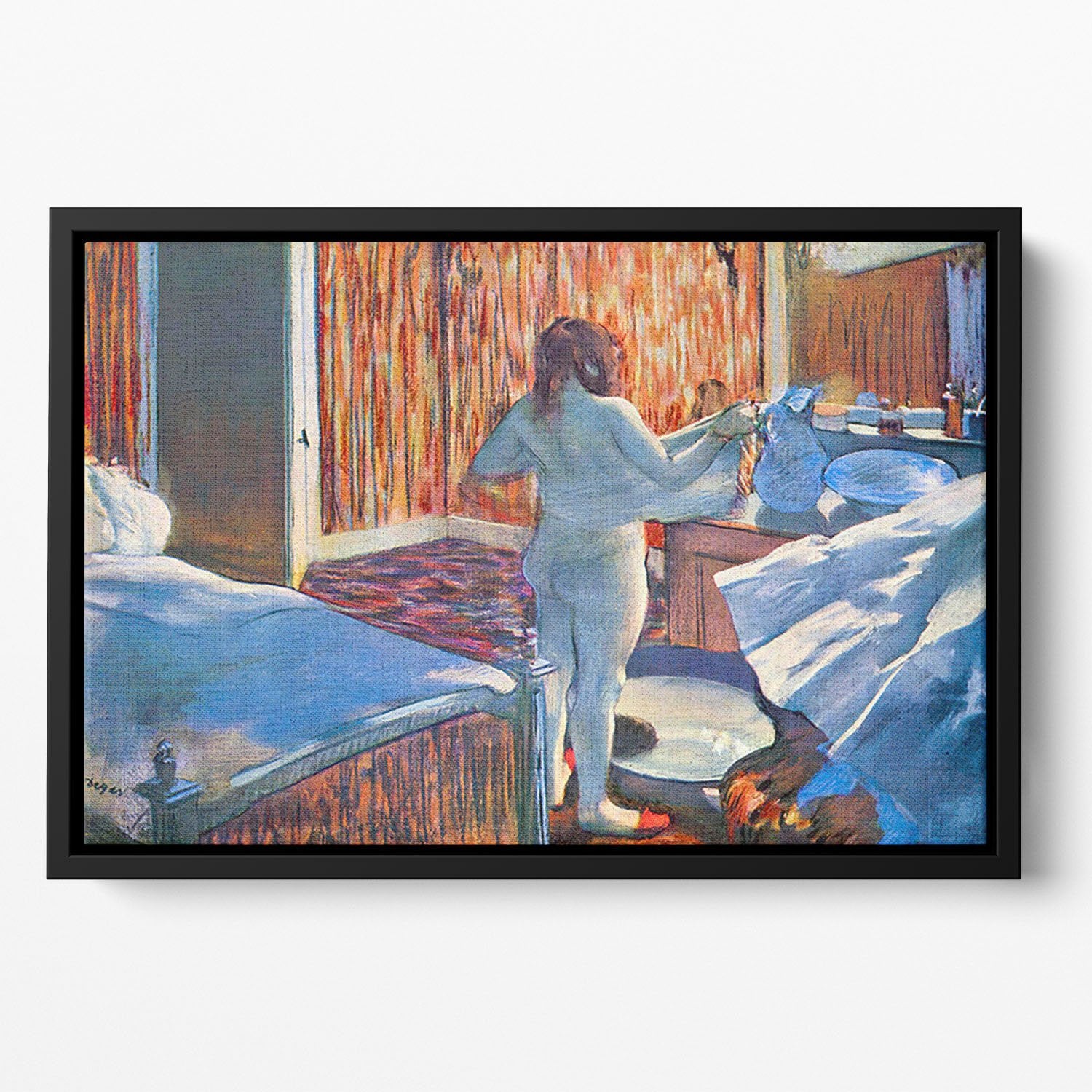 Women at the toilet 3 by Degas Floating Framed Canvas