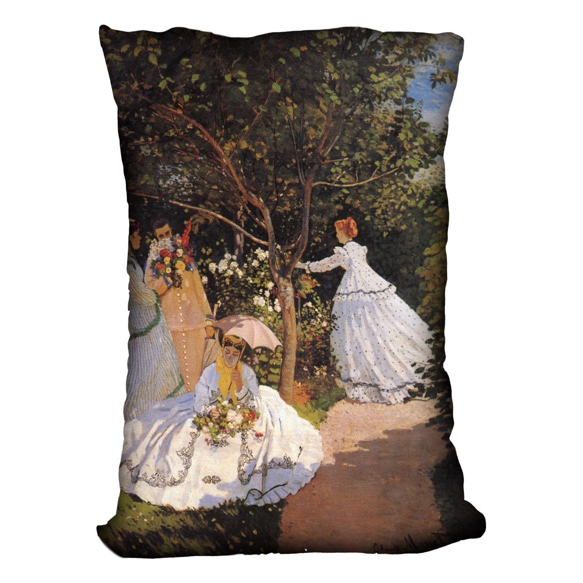Women in the Garden by Monet Throw Pillow