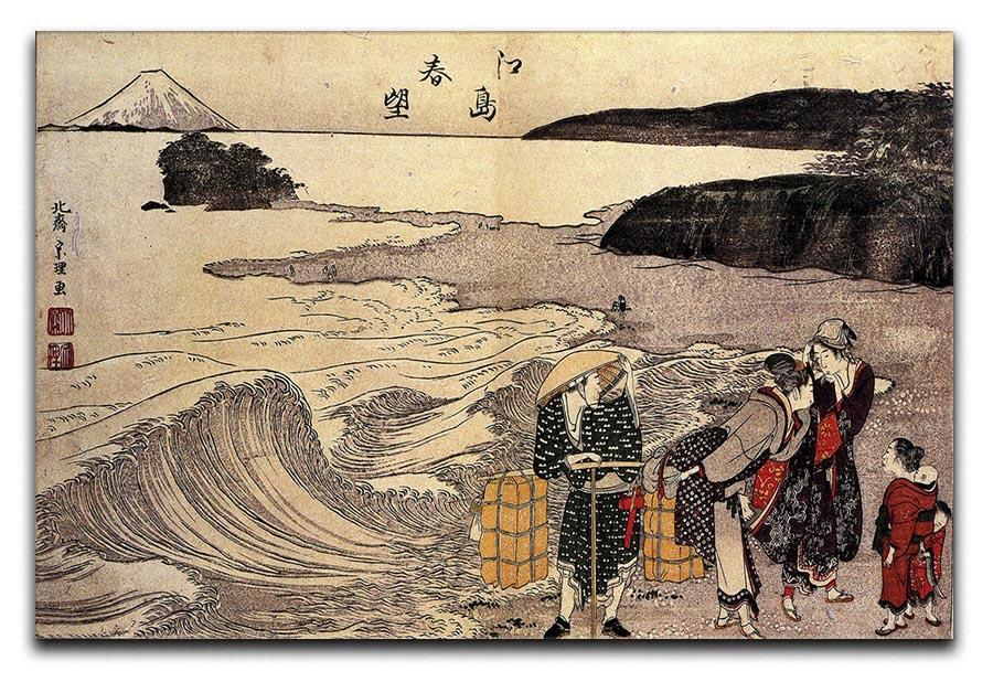 Women on the beach of Enoshima by Hokusai Canvas Print or Poster  - Canvas Art Rocks - 1