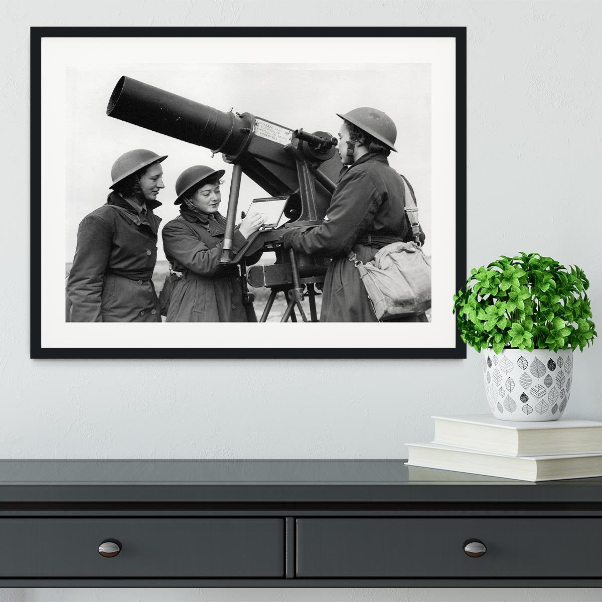 Women soldiers take aim WW2 Framed Print - Canvas Art Rocks - 1