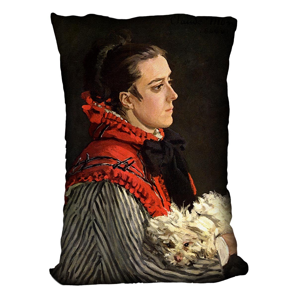 Women with Dog by Monet Throw Pillow