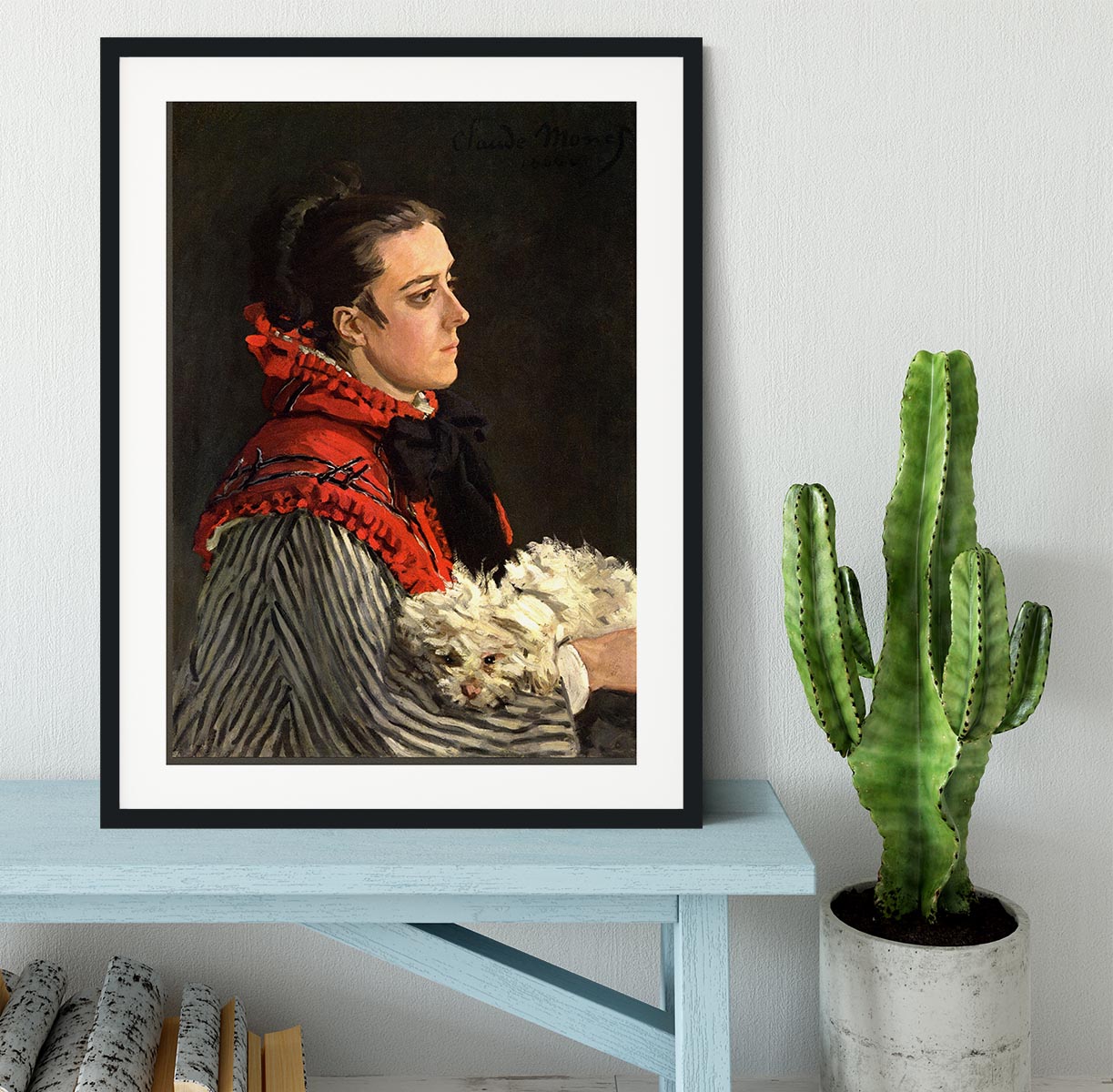 Women with Dog by Monet Framed Print - Canvas Art Rocks - 1