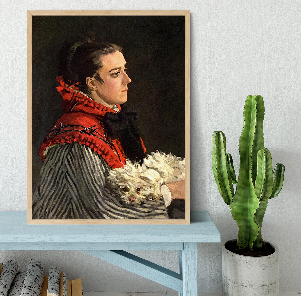 Women with Dog by Monet Framed Print - Canvas Art Rocks - 4