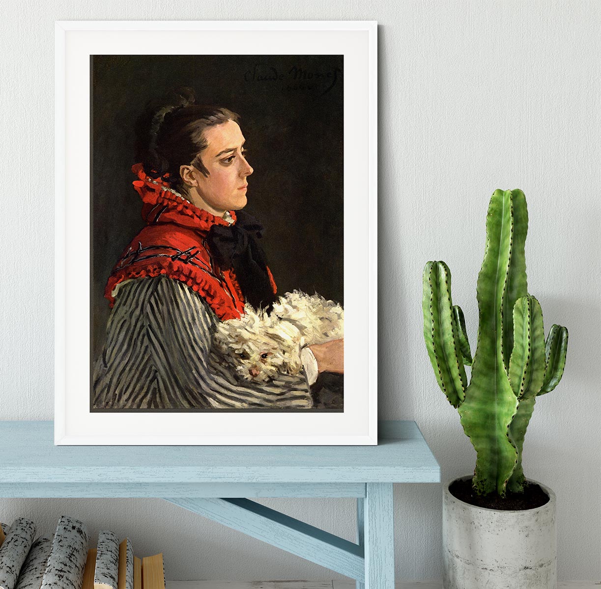 Women with Dog by Monet Framed Print - Canvas Art Rocks - 5