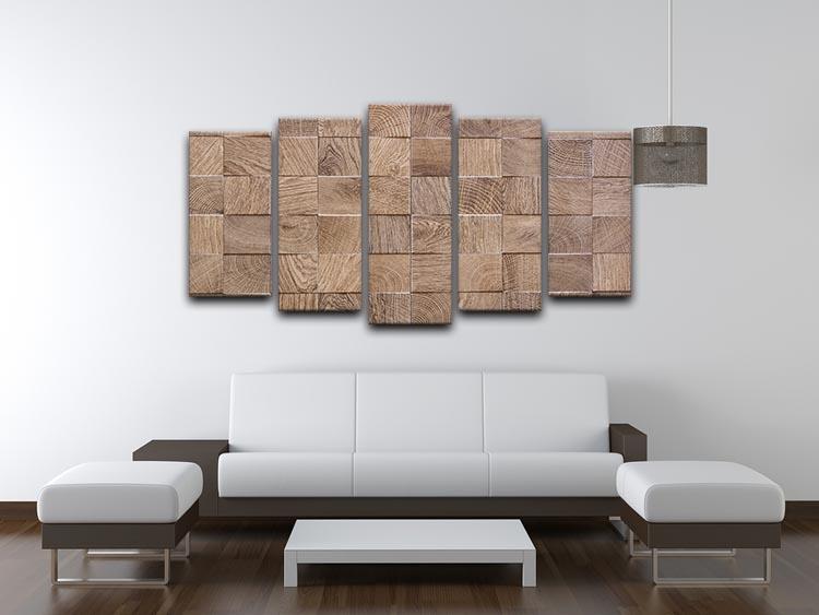 Wooden background with embossed detail 5 Split Panel Canvas - Canvas Art Rocks - 3