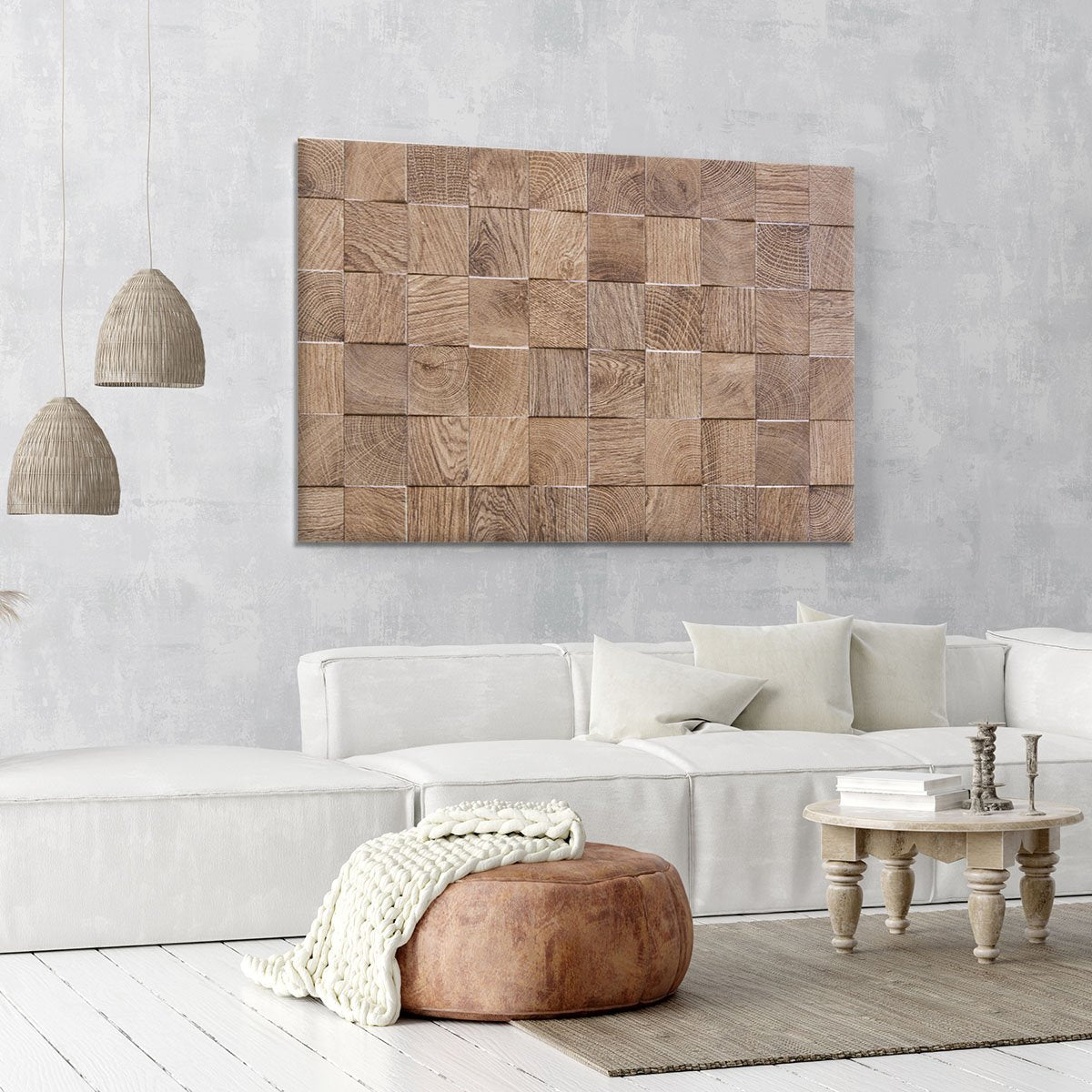 Wooden background with embossed detail Canvas Print or Poster