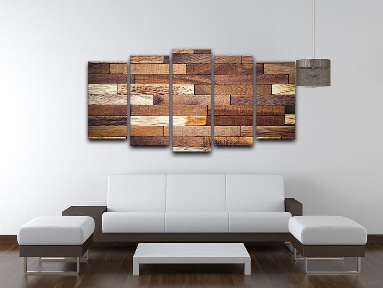 Wooden bars parquet 5 Split Panel Canvas - Canvas Art Rocks - 3