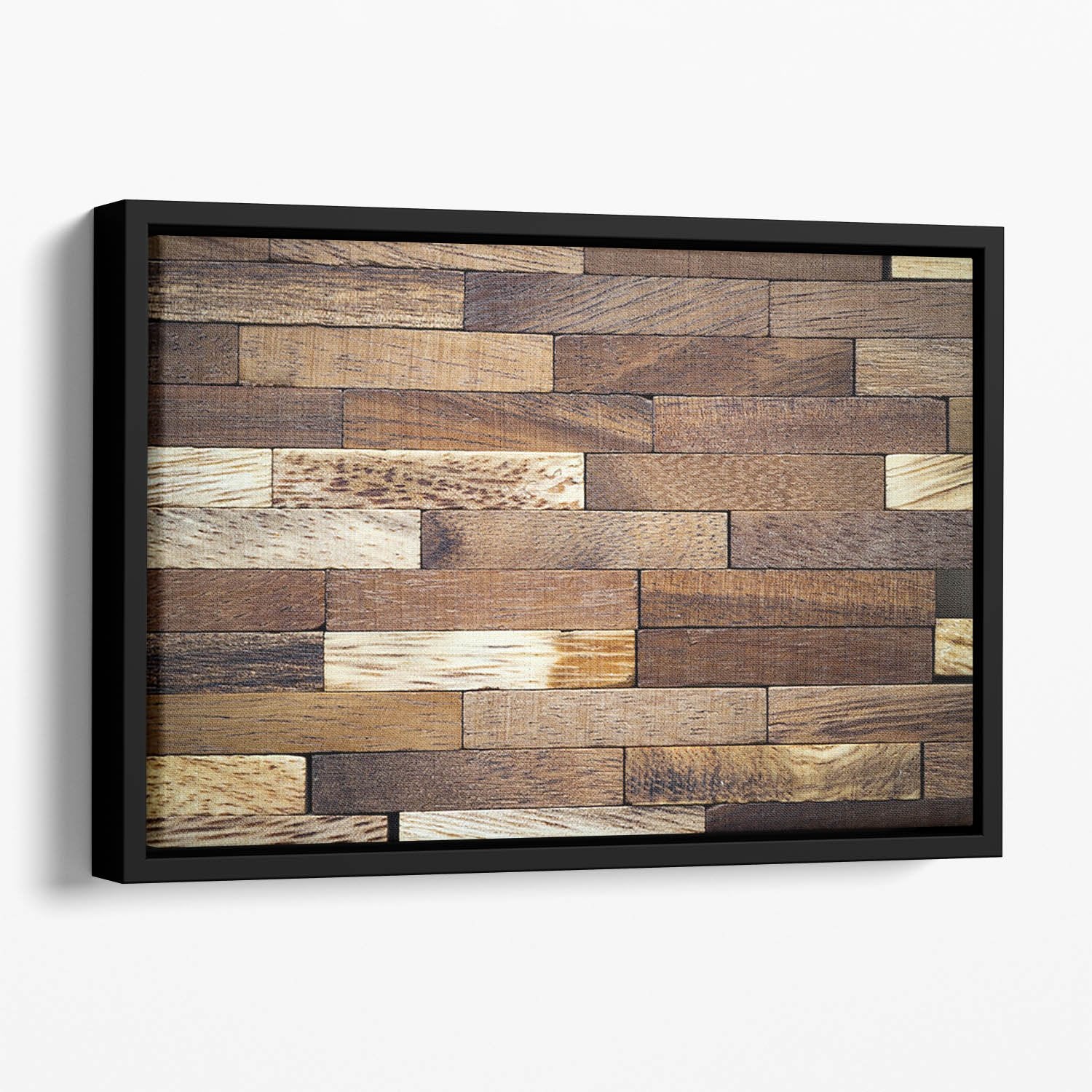 Wooden bars parquet Floating Framed Canvas