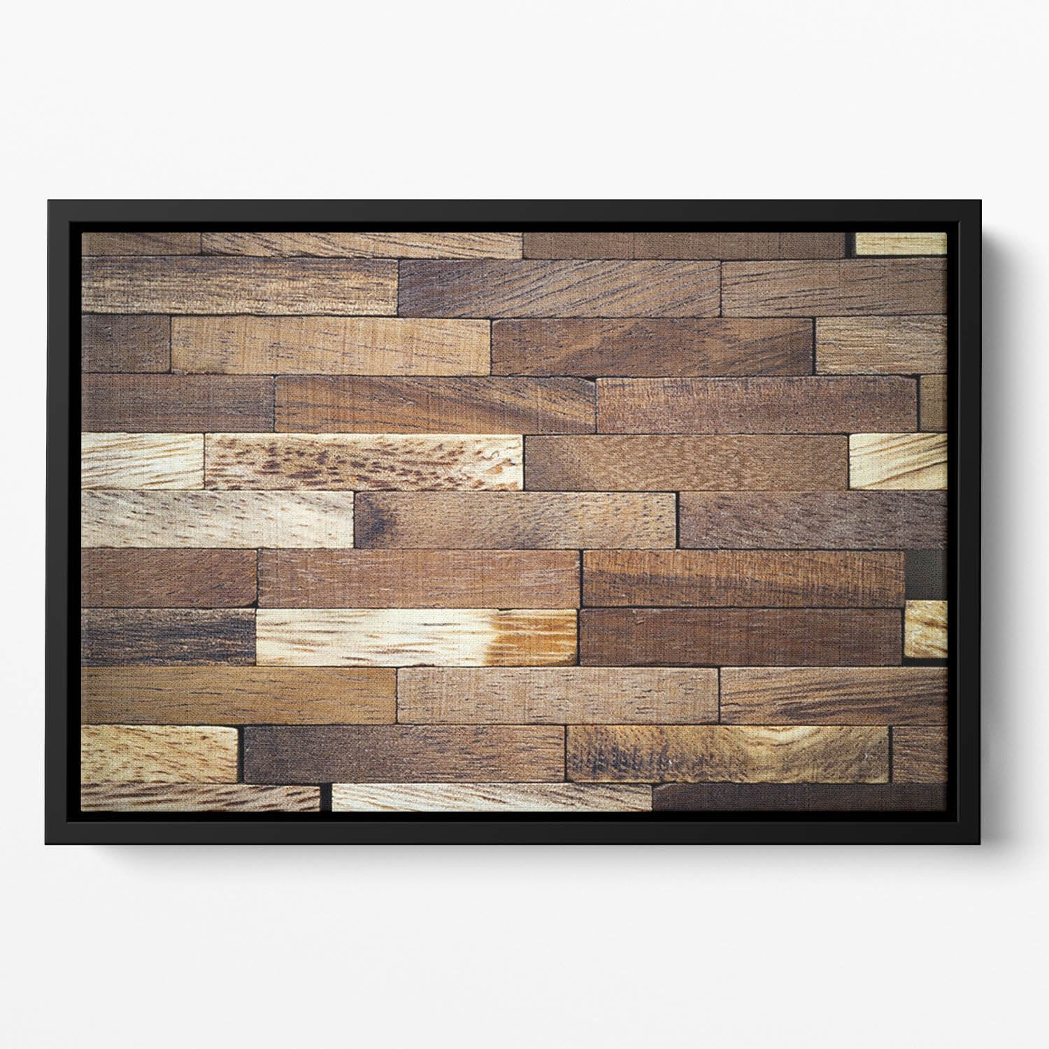 Wooden bars parquet Floating Framed Canvas