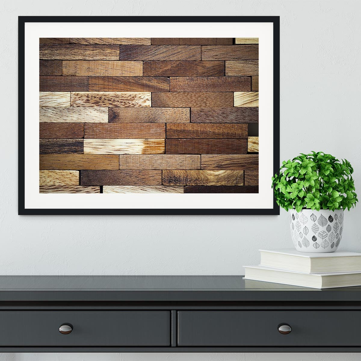 Wooden bars parquet Framed Print - Canvas Art Rocks - 1