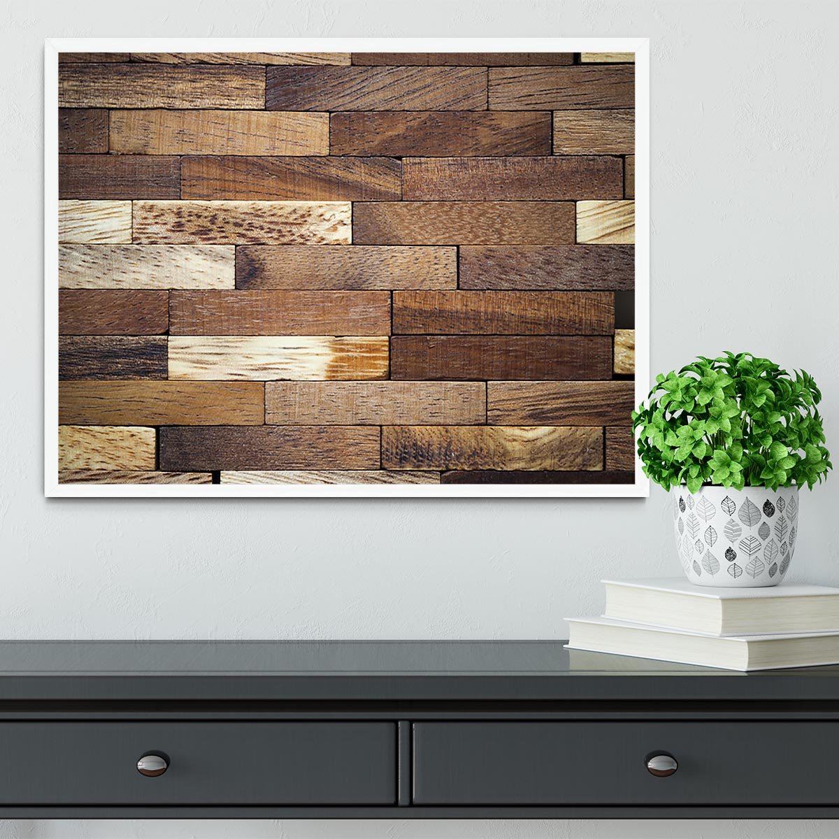 Wooden bars parquet Framed Print - Canvas Art Rocks -6