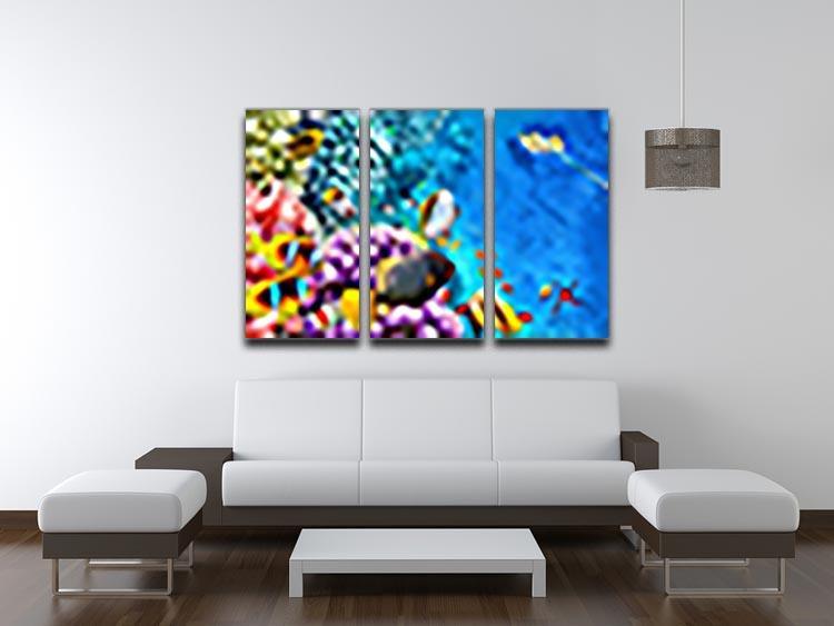 World with corals and tropical fish 3 Split Panel Canvas Print - Canvas Art Rocks - 3
