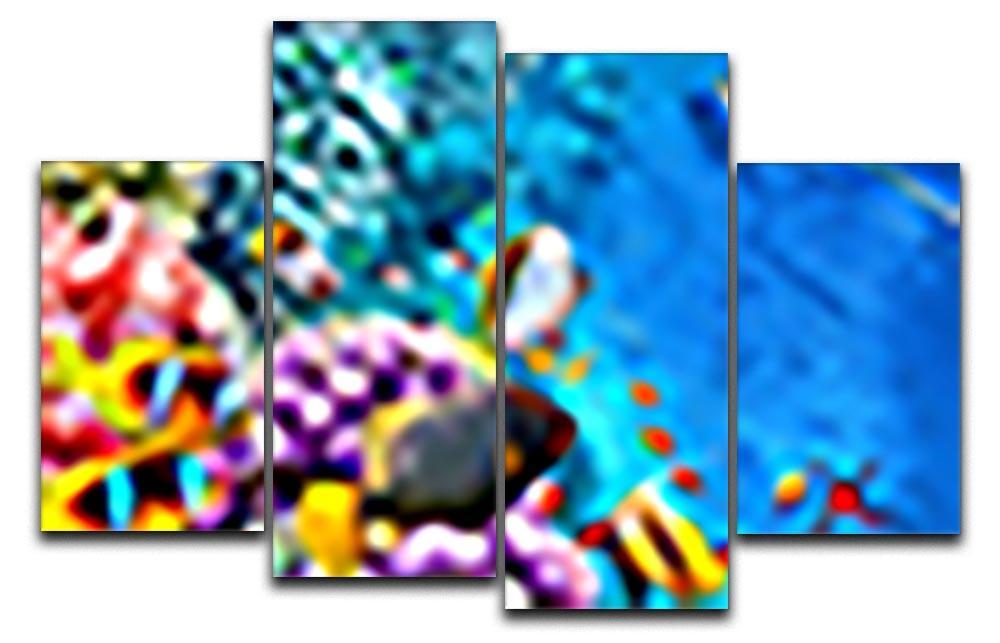 World with corals and tropical fish 4 Split Panel Canvas  - Canvas Art Rocks - 1