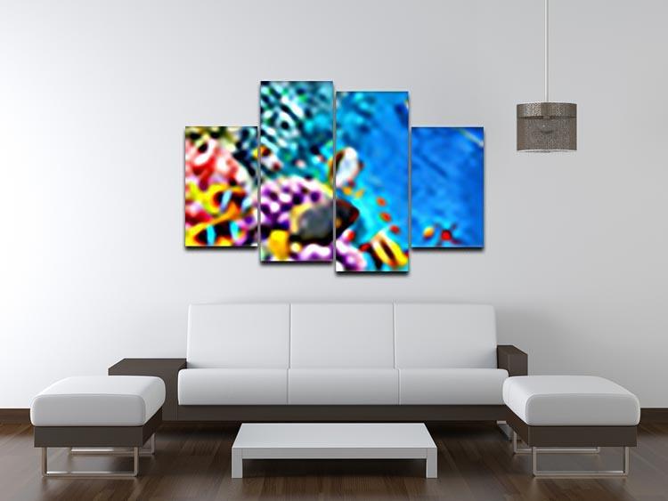 World with corals and tropical fish 4 Split Panel Canvas  - Canvas Art Rocks - 3