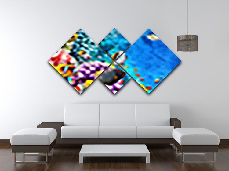 World with corals and tropical fish 4 Square Multi Panel Canvas  - Canvas Art Rocks - 3