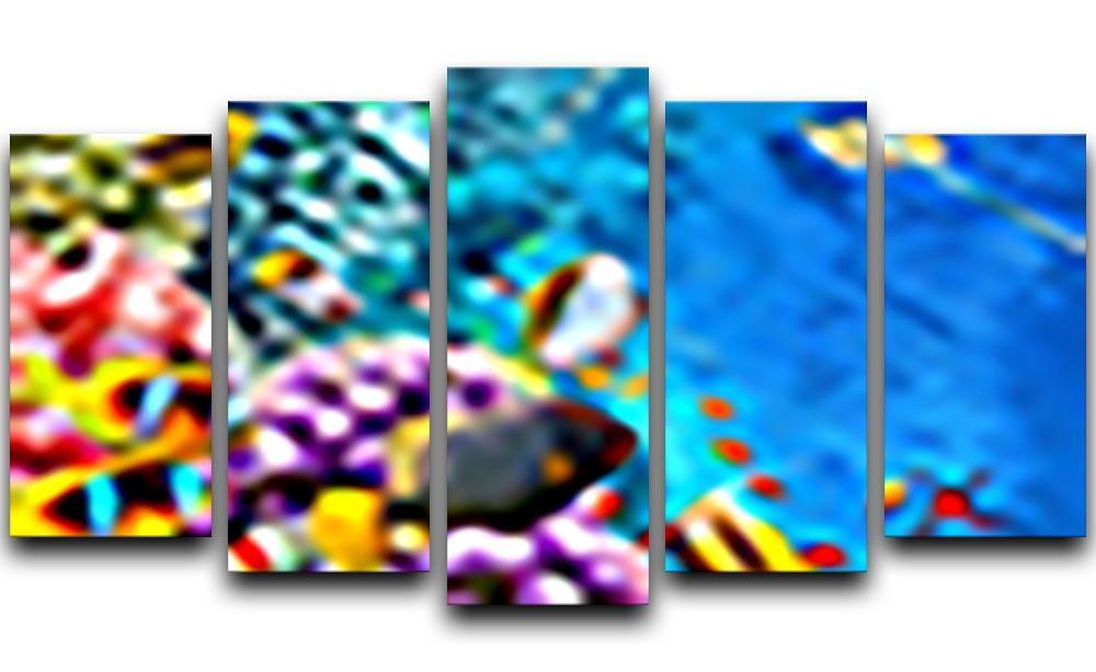 World with corals and tropical fish 5 Split Panel Canvas  - Canvas Art Rocks - 1