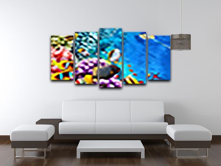 World with corals and tropical fish 5 Split Panel Canvas  - Canvas Art Rocks - 3