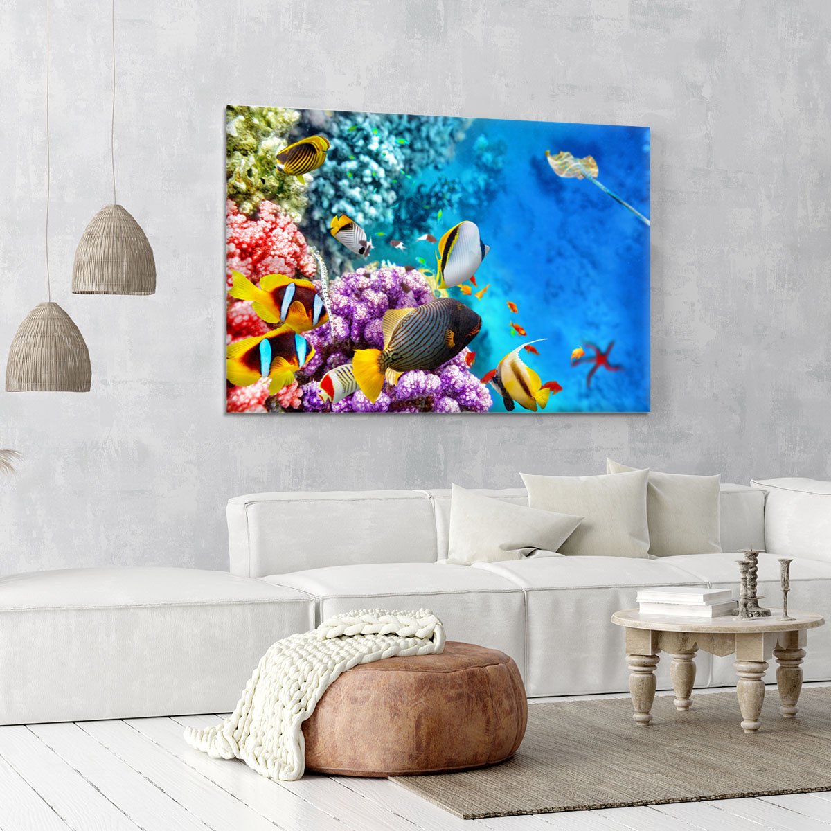 World with corals and tropical fish Canvas Print or Poster
