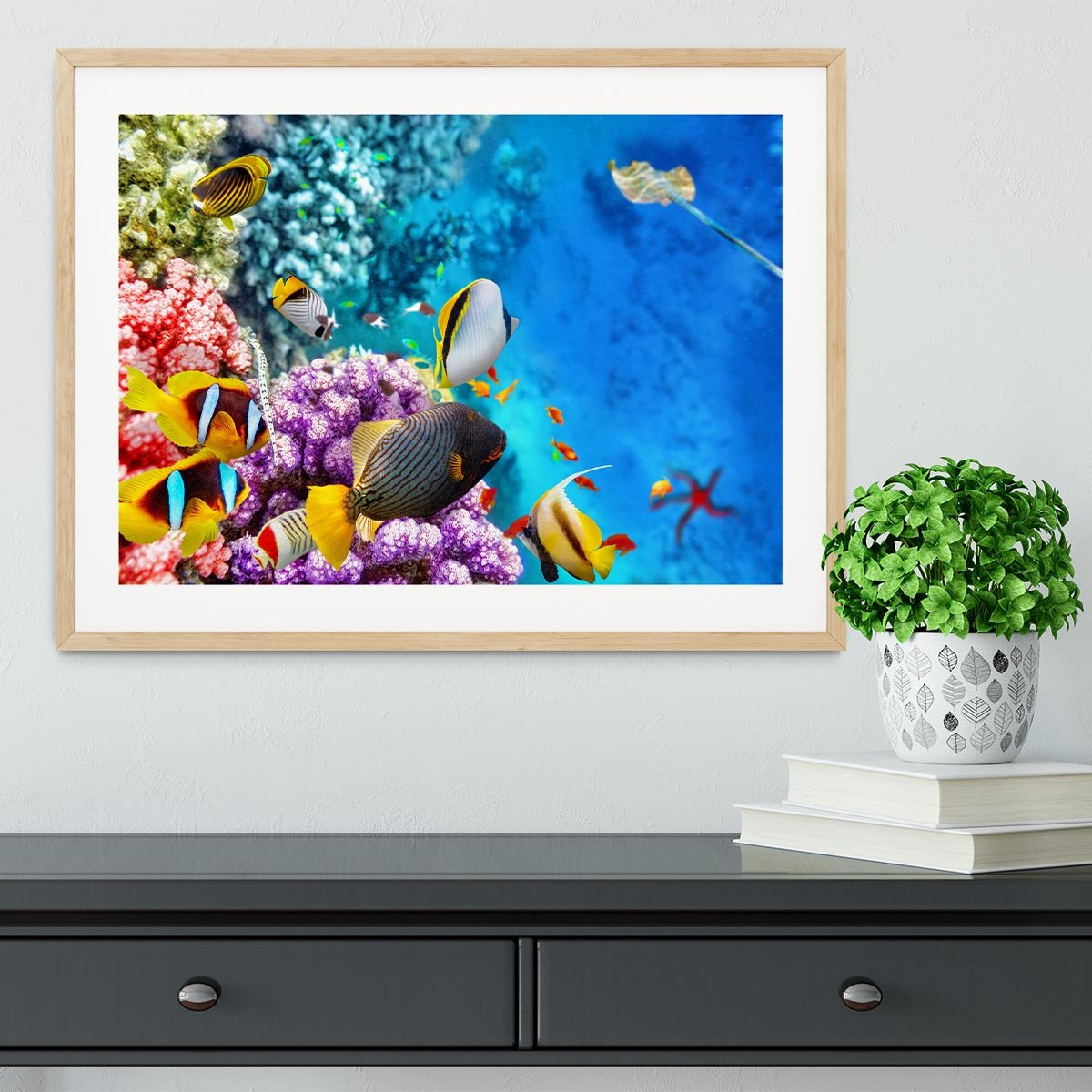 World with corals and tropical fish Framed Print - Canvas Art Rocks - 3