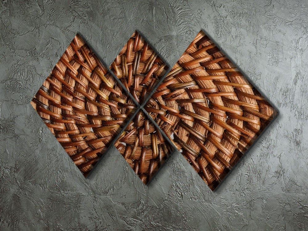 Woven wooden texture 4 Square Multi Panel Canvas  - Canvas Art Rocks - 2