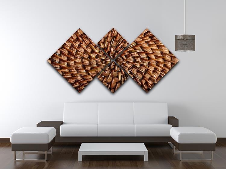 Woven wooden texture 4 Square Multi Panel Canvas  - Canvas Art Rocks - 3