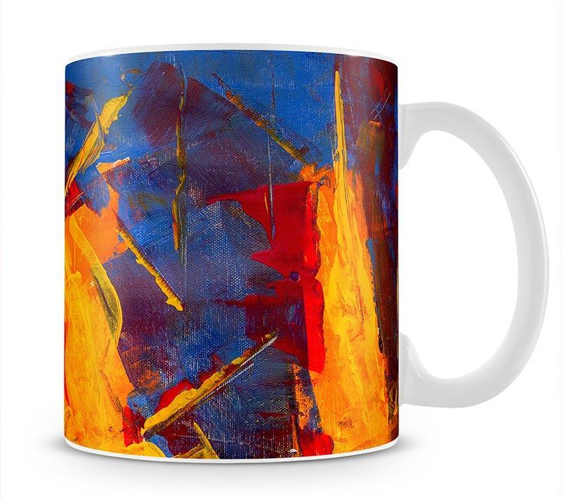 Yellow Blue Brown and Red Abstract Painting Mug - Canvas Art Rocks - 1