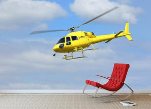 Yellow helicopter in the air Wall Mural Wallpaper - Canvas Art Rocks - 2