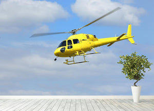 Yellow helicopter in the air Wall Mural Wallpaper - Canvas Art Rocks - 4