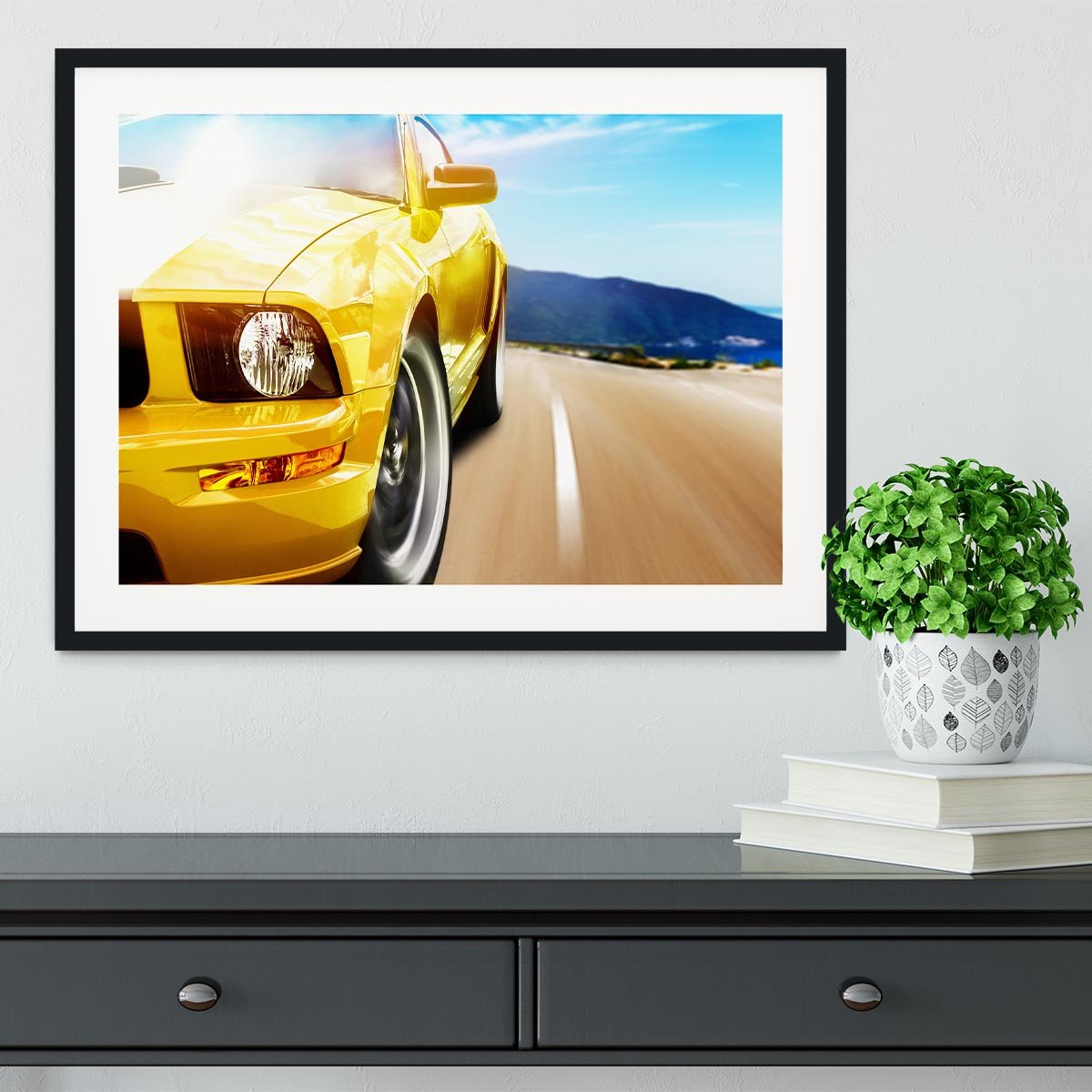 Yellow sport car Framed Print - Canvas Art Rocks - 1