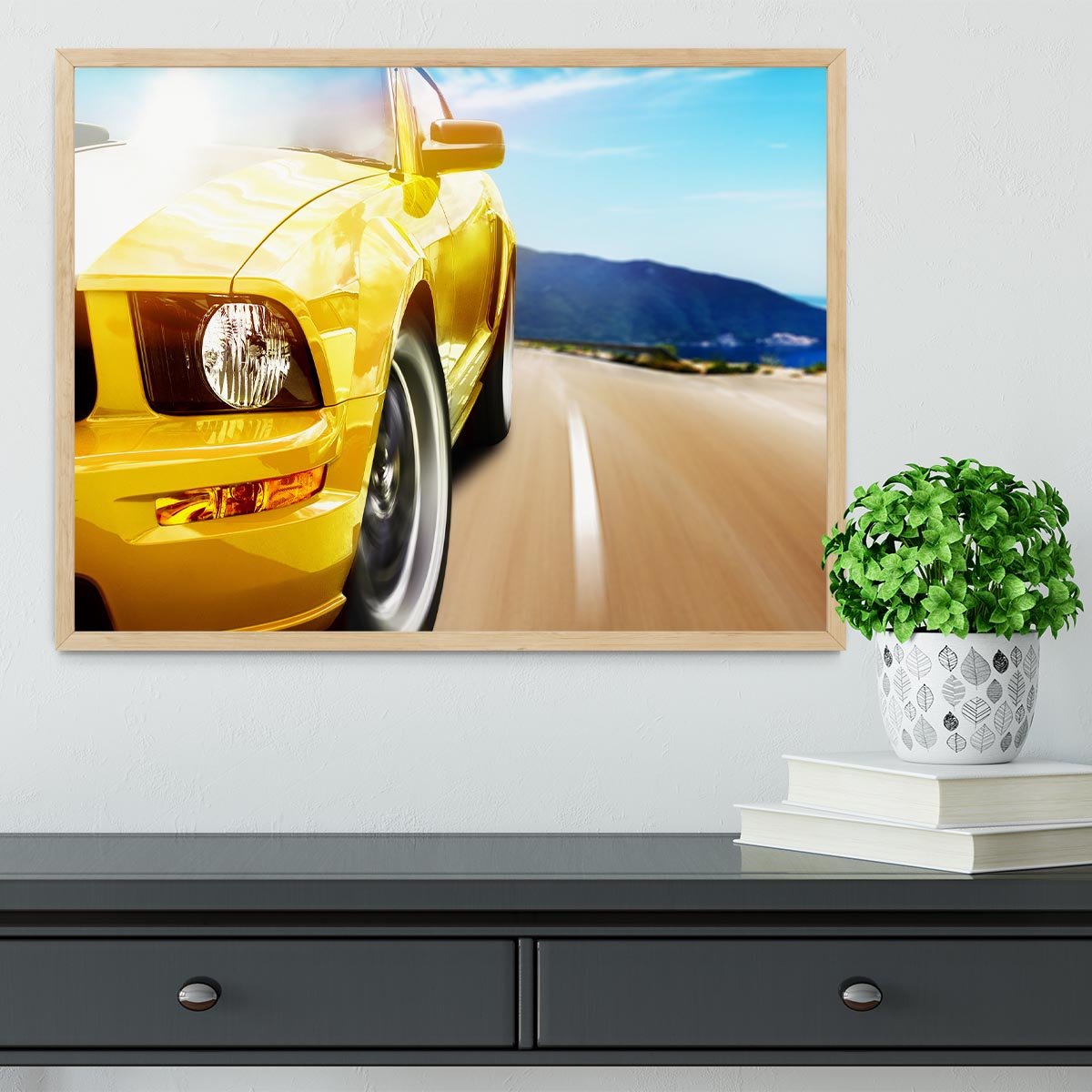 Yellow sport car Framed Print - Canvas Art Rocks - 4