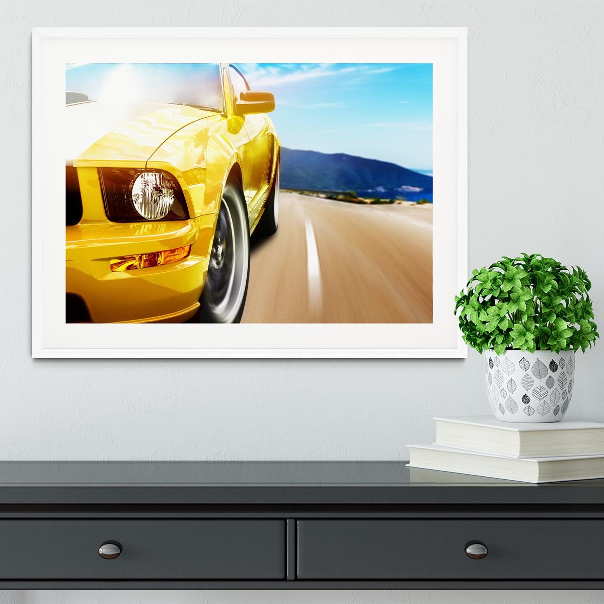 Yellow sport car Framed Print - Canvas Art Rocks - 5