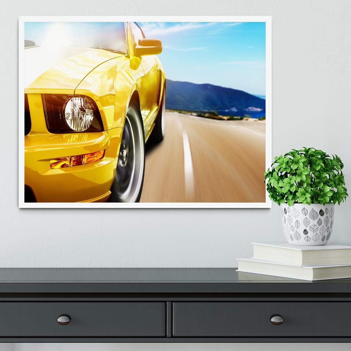Yellow sport car Framed Print - Canvas Art Rocks -6