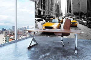 Yellow taxi in Black and White New York Wall Mural Wallpaper - Canvas Art Rocks - 3