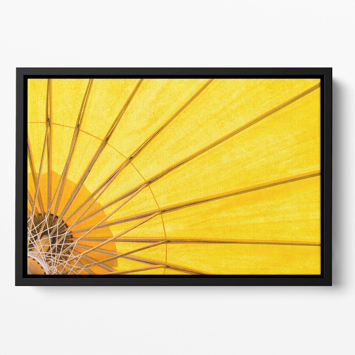 Yellow umbrella background Floating Framed Canvas