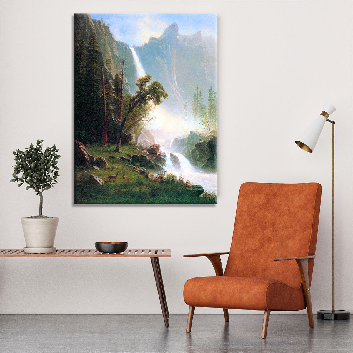 Yosemite Falls by Bierstadt Canvas Print or Poster