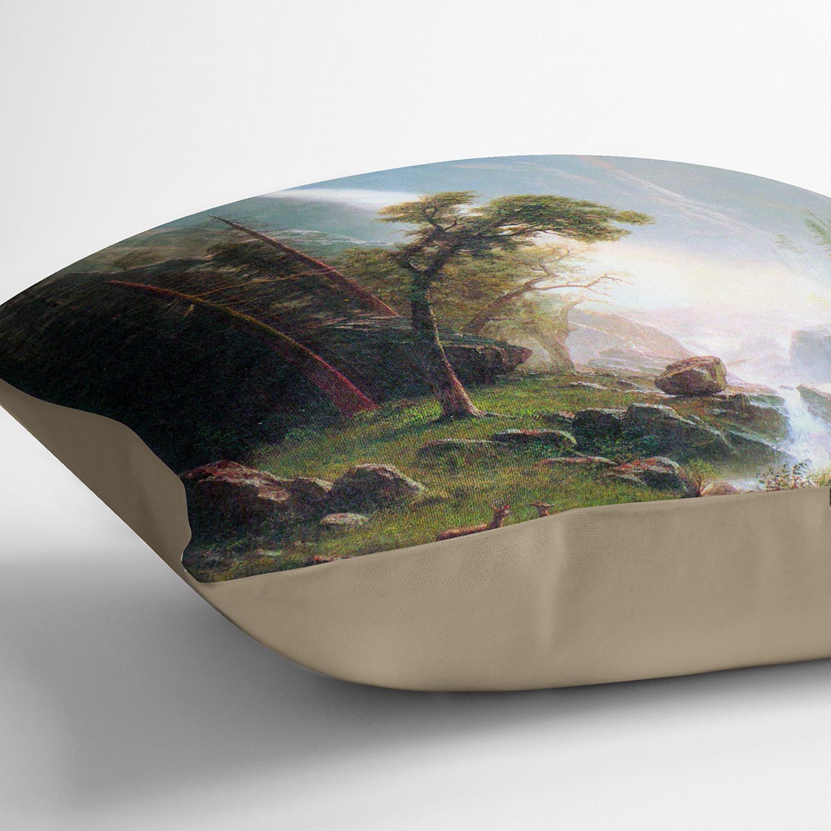 Yosemite Falls by Bierstadt Cushion - Canvas Art Rocks - 2