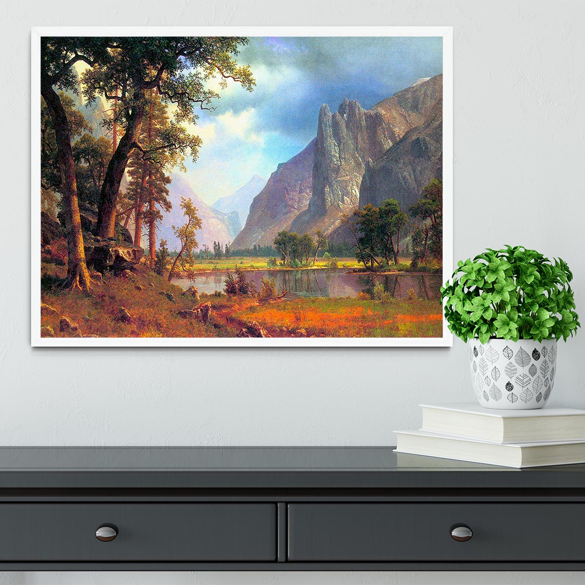 Yosemite Valley 2 by Bierstadt Framed Print - Canvas Art Rocks -6