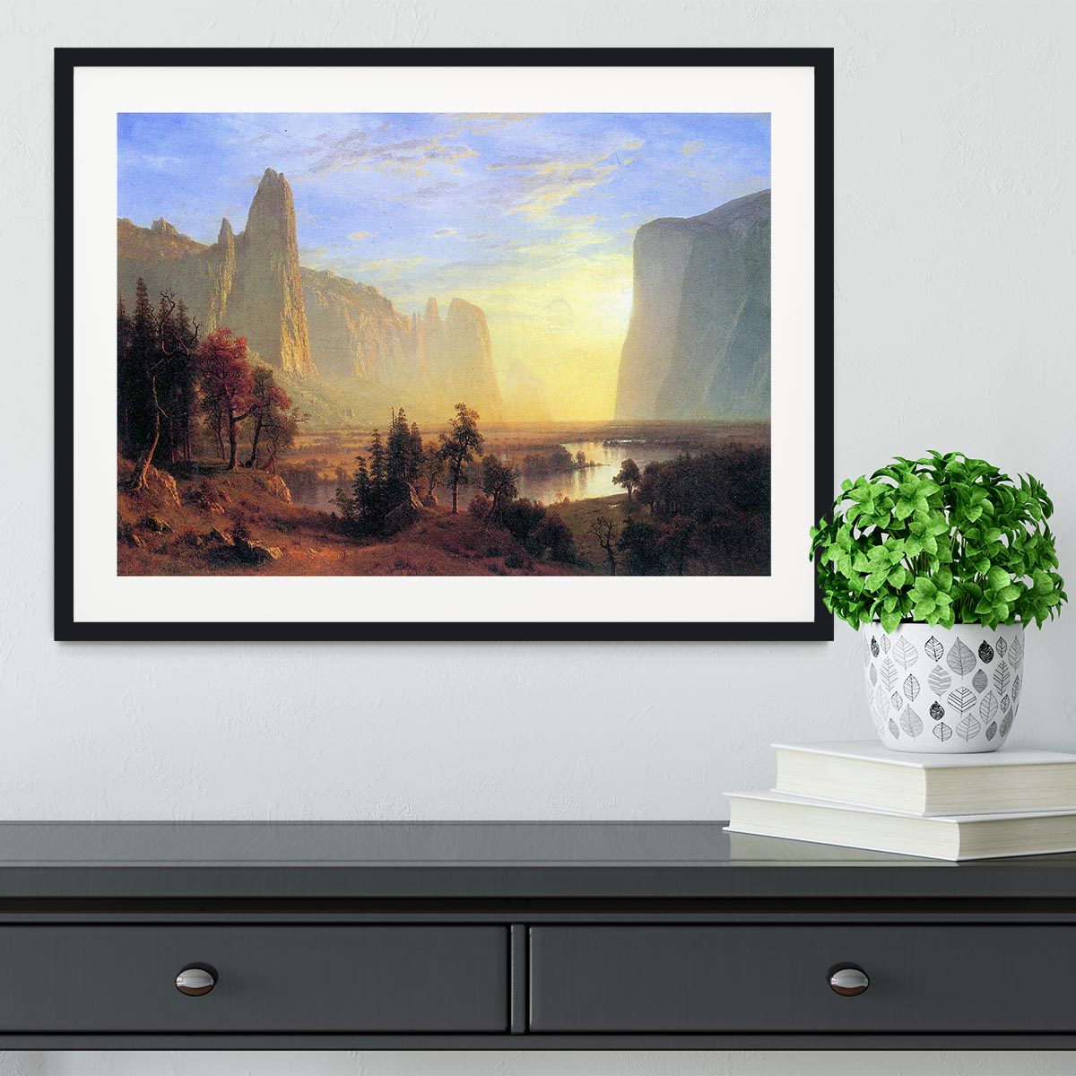 Yosemite Valley by Bierstadt Framed Print - Canvas Art Rocks - 1