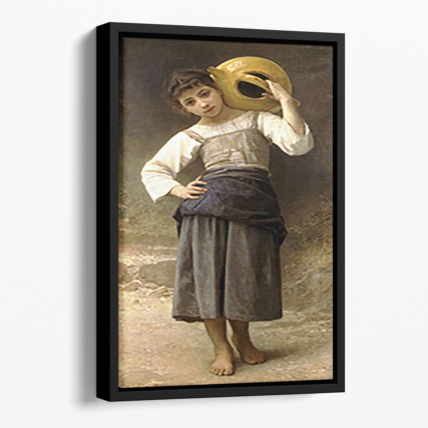 Young Girl Going to the Spring By Bouguereau Floating Framed Canvas